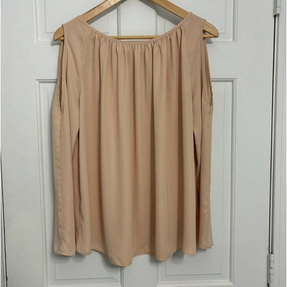 Amanda Uprichard Beige 100% Polyester Cold Shoulder Blouse - Picture 2 of 6